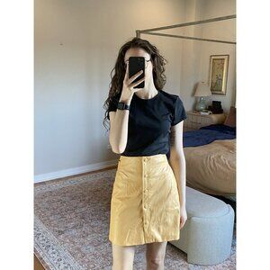 Urban Outfitters Yellow Faux Leather Skirt Size Large Trendy